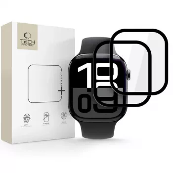 Tech-Protect Glass Flex+ kijelzővédő Apple Watch 10/11 (46 mm) 2 darabos csomag fekete