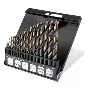 NEO TOOLS HSS-CNC fémfúrókészlet, 124°, Pro-Tec, 1,0-10,0 mm, 19 részes