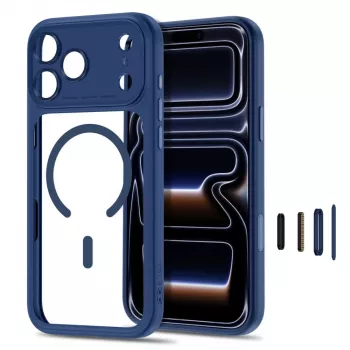 TECH-PROTECT MagPeak MagSafe átlátszó tok iPhone 17 Pro Max / 18 Pro Max készülékhez – mélykék