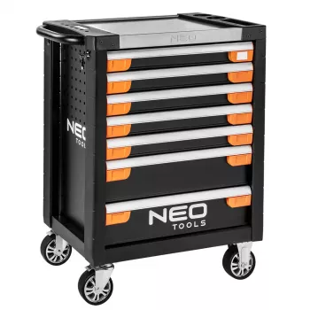 NEO TOOLS 7 fiókos szerszámos szekrény PRO 84-220 | 280 kg terhelés, golyóscsapágyas fiókok, piros/fekete