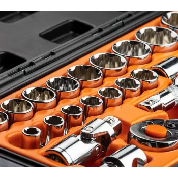 NEO TOOLS 1/2 inch dugókulcs-készlet, 23 részes, króm-vanádium acél, DIN 3124