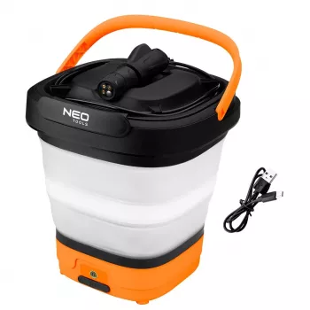 NEO TOOLS 12V akkumulátoros magasnyomású tisztító 5 bar, összecsukható vödörrel és USB-C töltéssel