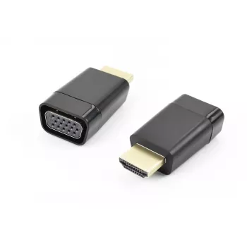 Accura HDMI-VGA adapter audio csatlakozóval, dugó-aljzat, 1080p, fekete