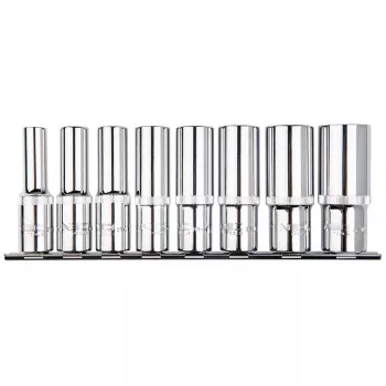 NEO TOOLS 1/2 inch hosszú többfogú dugókulcs, 8 részes készlet
