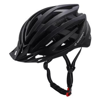 Wozinsky MTB kerékpáros sisak eltávolítható napellenzővel és USB hátsó lámpával 54-57 cm - fekete