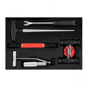 NEO TOOLS TOP-11-819 7 részes szélvédő-eltávolító készlet 22 m négyszögletes huzallal, huzalfogantyúkkal, befűzővel, árral, trim szerszámmal, huzalfogantyúval, műanyag tokban