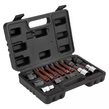 NEO TOOLS lehúzó készlet generátor szabadonfutó szíjtárcsáihoz, 13 részes, króm-vanádium acél, 1/2 inch hajtás, spline-/Torx-/imbuszbetétek