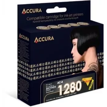 Accura kompatibilis sárga tintapatron Brother LC1280XLY/LC1240Y/LC1220Y (nagy kapacitás, 1200 oldal)