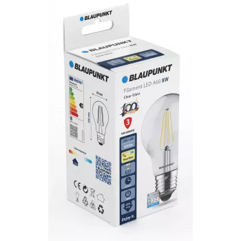 Blaupunkt LED filament izzó E27 A60 8W, 1055 lm, 2700 K (BLAUPUNKT-F-E27-8-WW)