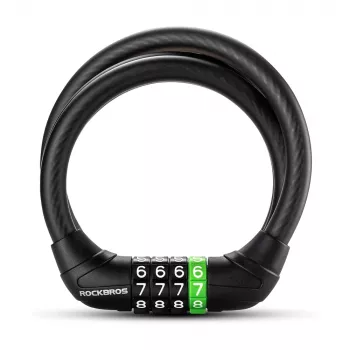 Rockbros 87632 kombinációs kábeles zár kerékpárzár 115 cm - fekete