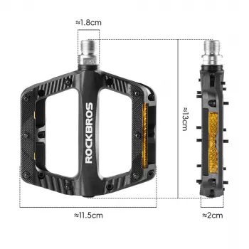 ROCKBROS BP2501 fényvisszaverő nejlon kerékpárpedál, fekete