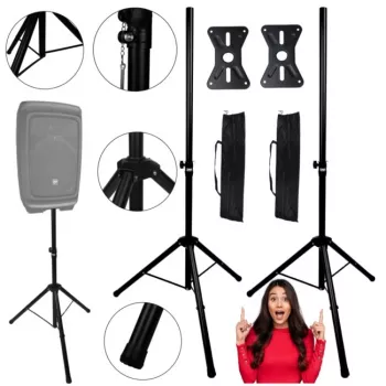 DNA Professional DNA BOX2 Set Bag Speaker Tripod Stand Pair with Carry Case, 35 mm Pole, 100-180 cm Height, 30 kg Load, Black