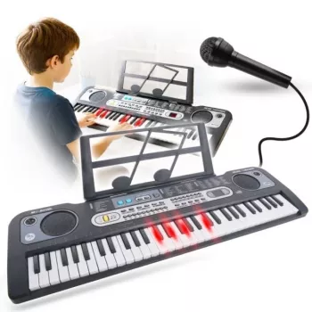 MQ 6119L 61 gombos hordozható elektronikus keyboard LED-kijelzővel, 128 hangszín, 128 ritmus, felvétel- és oktatási funkciók, fekete