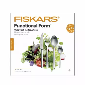 Fiskars Functional Form 24 részes evőeszközkészlet matt rozsdamentes acélból
