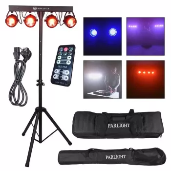 LIGHT4ME LED BAR COB PAR 4x30W RGB LED PAR lámpatest állvánnyal és védőtokkal