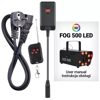 LIGHT4ME FOG 500 LED ködgenerátor, 500 W, RGB-LED, 0,5 L tartály, kábeles távirányító