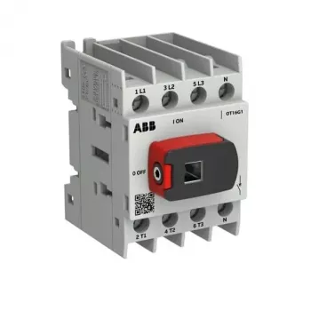 ABB OTOT16G1-4BSN2Plus 16 A 4 pólusú előlapi működtetésű terheléskapcsoló fekete fogantyúval