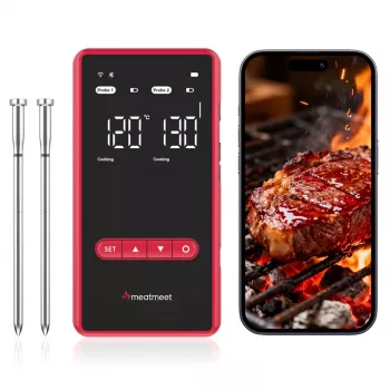 METAPEN Meatmeet X Pro Bluetooth/Wi-Fi konyhai hőmérő app-pal grillhez, sütőhöz, füstölőhöz - fekete