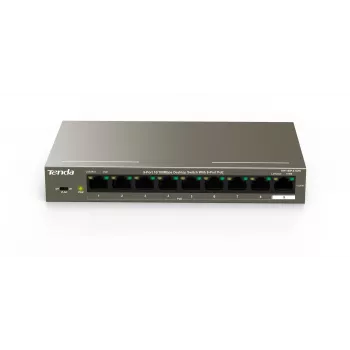Tenda TEF1109P-8-102W 9 portos asztali PoE switch 8 PoE+ porttal, 102W keret, 10/100 Mbps