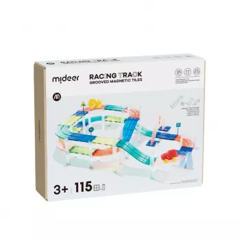 Mideer MD6395 Magnetic Racing Track Set with 2 Cars, 115 Pieces, 3+ Years