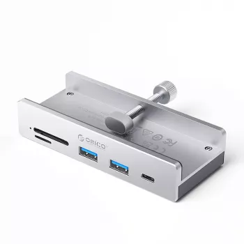 ORICO MH5PC USB-C hub kapcsolóval, 2x USB-A, 1x USB-C, SD/TF kártyaolvasó – ezüst