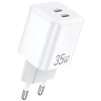 AWEI PD65-EU 35W GaN Dual-USB-C fali töltő fehér