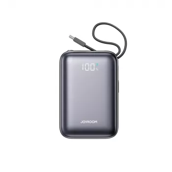 JOYROOM JR-PBF29 20000mAh 22.5W powerbank digitális kijelzővel és beépített Dual-Type-C kábelekkel - fekete