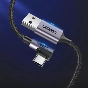 UGREEN US284 USB-A - USB-C szögletes kábel, 3A, 3m, fekete
