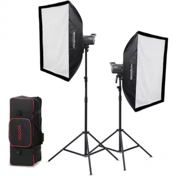 Godox Litemons LA200D K2 2 lámpás nappali fényű LED monolight szett softboxokkal, állványokkal és hordtáskával