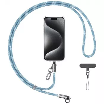 USAMS SJ746 30W USB-C – Lightning telefontartó-zsinóros töltőkábel 1,2 m kék