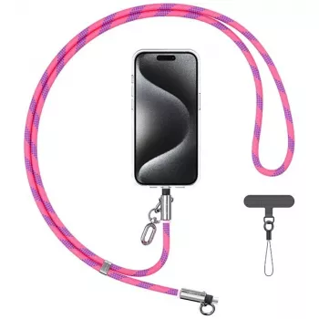 USAMS SJ746 30W USB-C – Lightning töltő-hordozószíj kábel 1,2 m rózsaszín