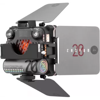 Zhiyun M20 Combo 20W bi-color LED videófény-készlet RGB-vel, miniállvánnyal, diffúzorral, ráccsal, barndoorral