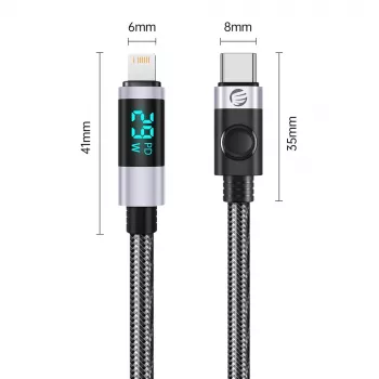ORICO LDC2L USB-C to Lightning PD 29W LED Display Cable 2m Black