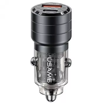 USAMS C36 95W gyorstöltő autós töltő USB + USB-C fekete CC176CC01 (US-CC176)
