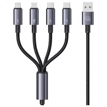 USAMS 4 az 1-ben többfunkciós töltőkábel 2x USB-C / Lightning / Micro USB 15W 1,2 m fekete