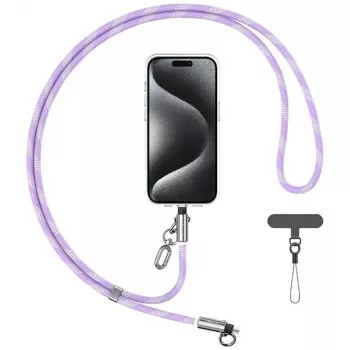USAMS SJ746 30W USB-C to Lightning Cable with Phone Lanyard, 1.2m, Purple