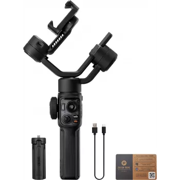 Zhiyun Smooth 5S AI okostelefon-gimbal mágneses derítőlámpával, 3 tengelyes stabilizátor, 300g terhelhetőség, fekete