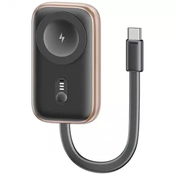 USAMS CD245 2 az 1-ben vezeték nélküli töltő és powerbank Apple Watch-hoz, 1200mAh, USB-C, Tarnish