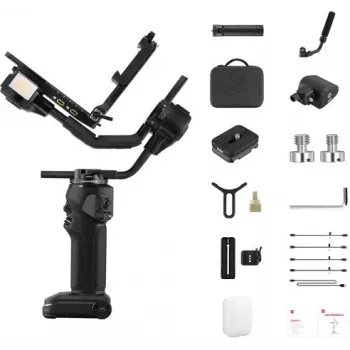 ZHIYUN CRANE 4 COMBO 3 tengelyes kameragimbal stabilizátor 6 kg teherbírással, 12 órás akkumulátorral, érintőképernyővel és töltőfénnyel, fekete