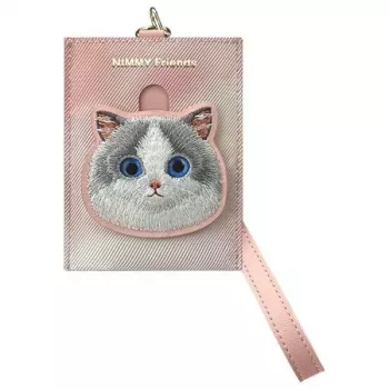 NIMMY Big Eyed Pet 2.0 macska rózsaszín PU-bőr kártyatartó pénztárca 6 kártyarekesz, érmetartó és cipzár