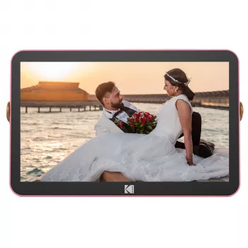 KODAK RWF-108V Wi-Fi 6 digitális képkeret érintőképernyővel, 32 GB, 3800 mAh akkumulátor, rózsaarany