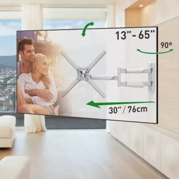 Barkan BM343XLW full motion TV-fali tartó 13-65 inch képernyőkhöz, 36 kg, fehér