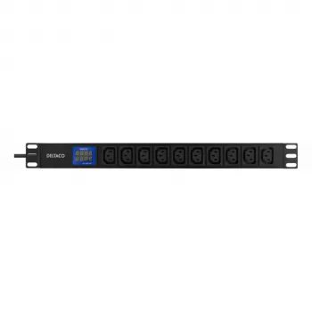 DELTACO Bluewalker PDU Powerwalker LC-16A 10xIEC C13 1U rackmount alap-PDU, 16A, 2m kábel