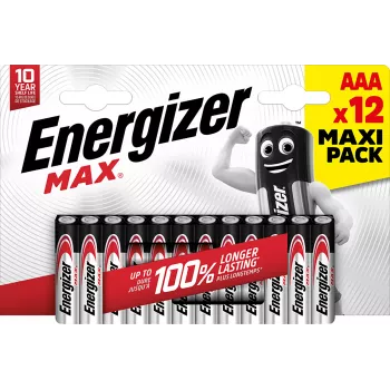 Energizer MAX AAA alkáli elemek, 1,5 V, 12 darabos csomag