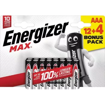Energizer Max Micro AAA alkáli elemek 1,5 V, 16 darabos csomag (E303341000)
