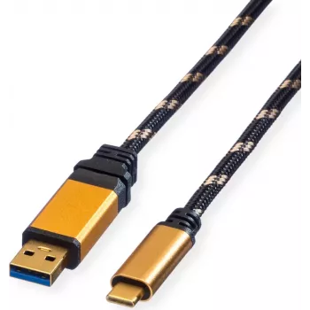 ROLINE GOLD USB 3.2 Gen 1 USB-A - USB-C kábel, 1 m, fekete, aranyozott csatlakozókkal