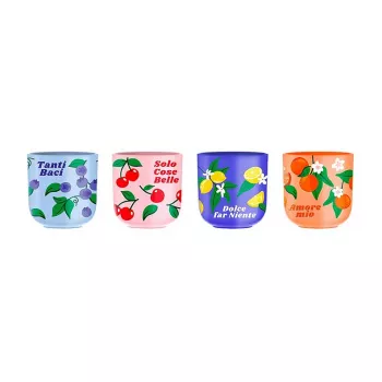 Bialetti Fruit Vibes kerámia kávéscsésze készlet, 300 ml, többszínű, mosogatógép- és mikrohullámú sütőben használható