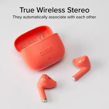 SBS TEEARTWSGOPODSR True Wireless Stereo Earbuds with Charging Case, Bluetooth 5.0, Touch Control, Red
