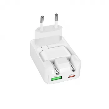 SBS TETRGANUSBTCFOLD20W 20W GaN USB-C összecsukható fali töltő fehér