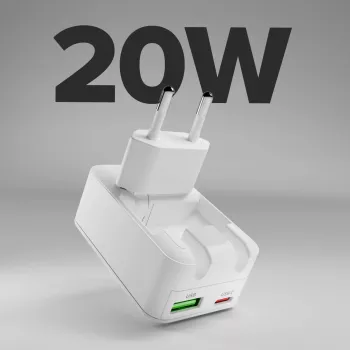 SBS TETRGANUSBTCFOLD20W 20W GaN USB-C összecsukható fali töltő fehér